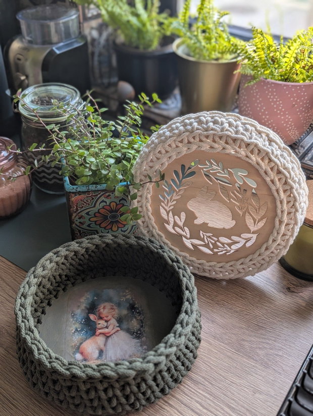 Coș decorativ handmade "Tărâmul croșetat al Yarei"