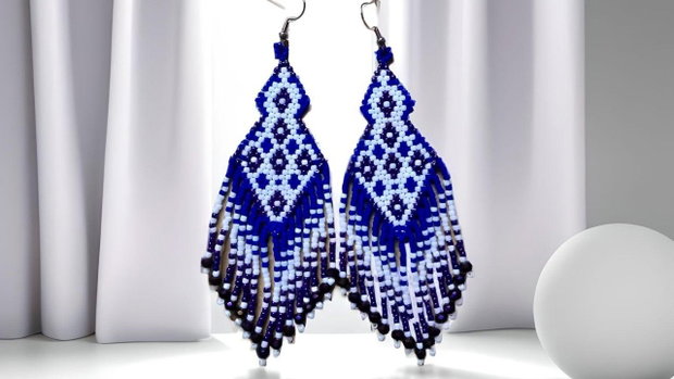 Cercei handmade Aurora Indigo