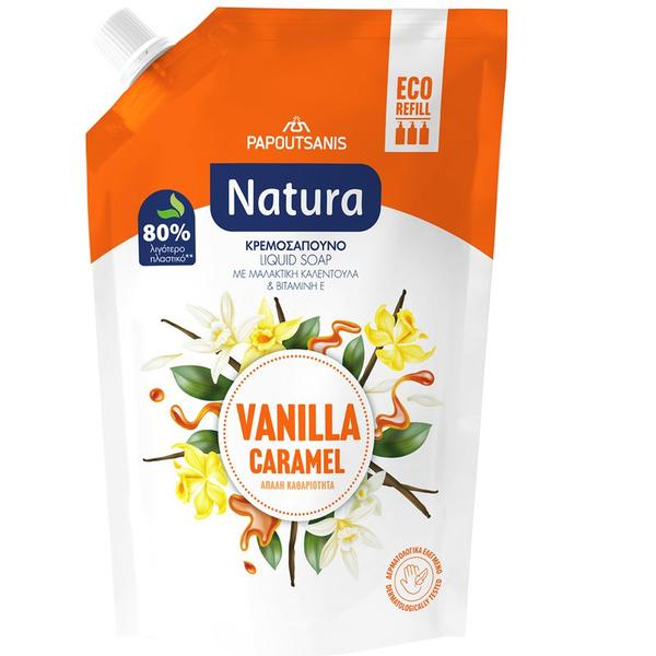 Rezerva Sapun Lichid Cremos pentru Maini - Natura Vanilla Caramel Lichid Soap Eco Refill, 750 ml