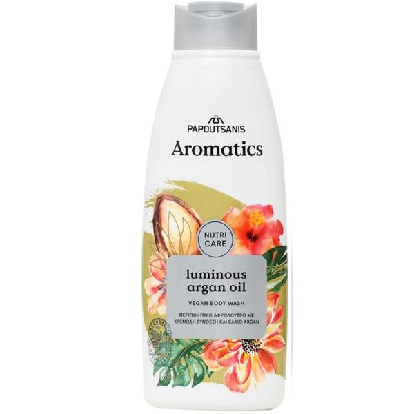 Gel de Dus 100% Vegan cu Ulei de Argan - Papoutsanis Aromatics Nutri Care Body Wash Luminous Argan Oil, 600 ml