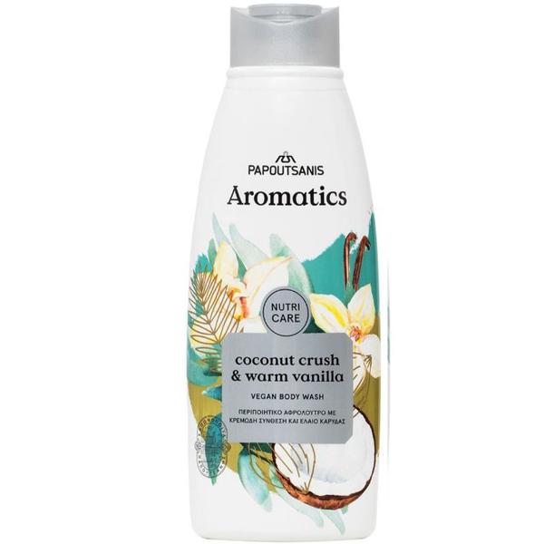 Gel de Dus 100% Vegan cu Parfum de Cocos si Vanilie - Papoutsanis Aromatics Nutri Care Body Wash Coconut Crush &amp; Warm Vanilla, 600 ml