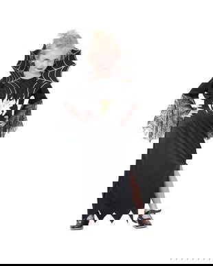 Costum carnaval Vaduva Neagra pentru copii, marime 110/120 cm ( 4-6 ani)