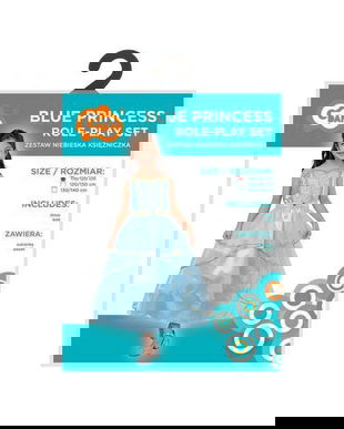 Costum carnaval Printesa Albastra pentru copii, marime 110/120 cm (4 - 6 ani)