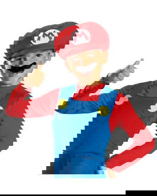 Costum carnaval Mario Classic- Nintendo pentru copii, marimea L (10 / 12 ani)