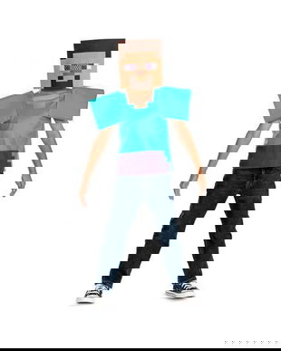 Costum carnaval Minecraft Steve Essential pentru copii, marime M (7 - 8 ani)