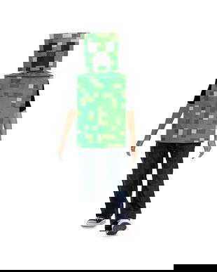Costum carnaval Minecraft Creeper Essential pentru copii, marime S ( 4 - 6 ani)