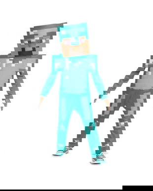 Costum carnaval pentru copii Steve Diamond - Minecraft Marime XS ( 3-4 ani)