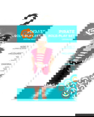 Costum carnaval Pirat pentru copii, cu pantaloni, camasa, curea si esarfa, 3 - 4 ani (92-104 cm)