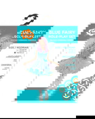 Costum carnaval Zana Albastra cu aripi pentru copii, marime 130/140 cm (9-10 ani)