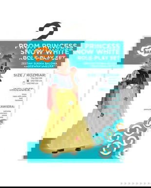 Costum carnaval Albă ca Zăpada pentru copii cu pelerina, marime 120-130 cm, multicolor