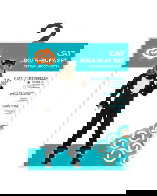 Costum carnaval pisica pentru copii Halloween Black, marime 110/120 cm (5-6 ani)