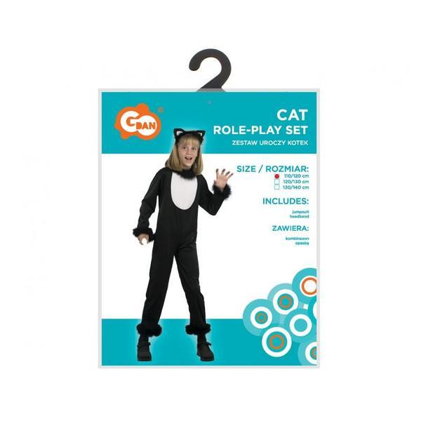 Costum carnaval pisica pentru copii Halloween Black, marime 110/120 cm (5-6 ani)