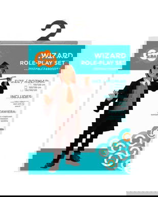 Costum de vrajitor pentru copii halat cu gluga, vesta cu cravata, pantaloni marime 110 /120 (5-6 Ani)