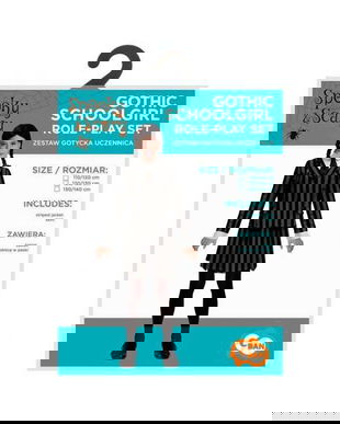 Costum carnaval Wednesday pentru copii, (6 - 8 ani) 120/130 cm