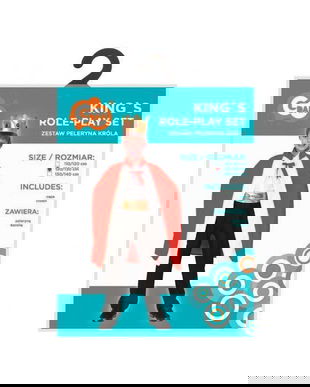 Costum carnaval Rege pentru copii 6 - 8 ani cu pelerina și coroană (marime 120/130)