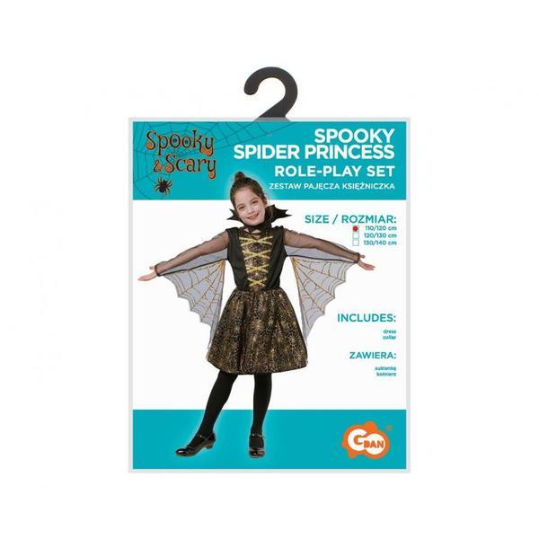 Costum carnaval Prințesa păianjen &icirc;nfricoșătoare (Spooky Spider Princess), marime 110-120 cm ( 5-6 Ani)