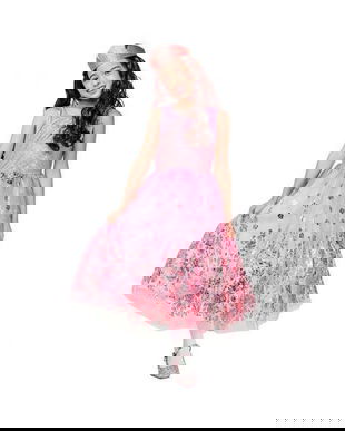 Costum carnaval Printesa roz- auriu, pentru copii, 5-6 ani ( 110/120 cm)