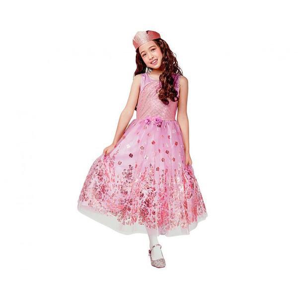 Costum carnaval Printesa roz- auriu, pentru copii, 5-6 ani ( 110/120 cm)