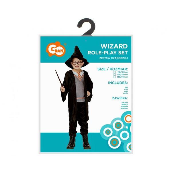 Costum carnaval vrajitor pentru baieti, negru, 9-10 ani (130/140 cm)