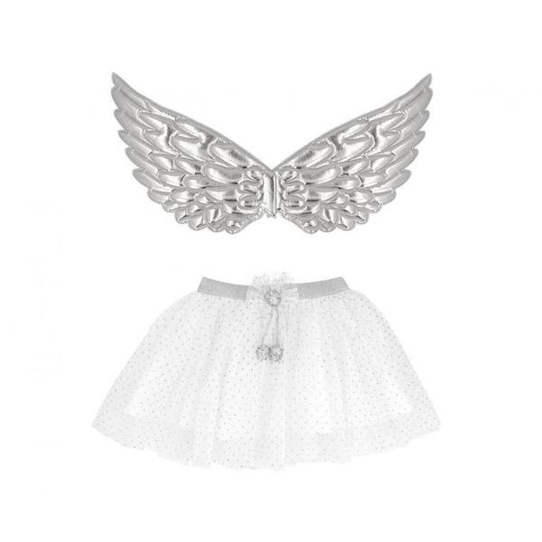 Set costum &icirc;ngeras argintiu (aripi și fustă de balet), marime universala