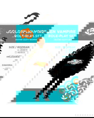 Costum carnaval Golden Vampir pentru copii, pelerina si centura, 9-10 ani (130/140 cm)