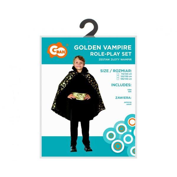 Costum carnaval Golden Vampir pentru copii, pelerina si centura, 9-10 ani (130/140 cm)