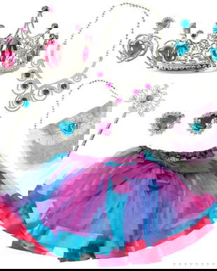 Set printesa cu 9 accesorii, pentru copii 3-4 ani, multicolor