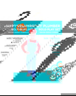 Costum carnaval Super Mario cu overal si palarie pentru copii, marime 130/140 cm