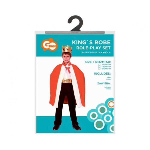 Costum carnaval Rege pentru copii 7 - 9 ani cu pelerina și coroană