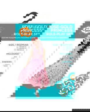 Costum carnaval Printesa roz- auriu,  pentru copii, 7 - 8 ani ( 120/130 cm)