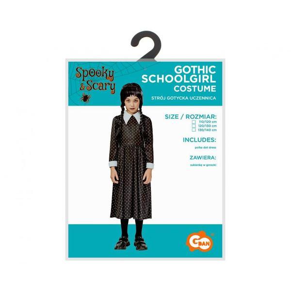 Costum carnaval Wednesday pentru copii, 9 - 10 ani ( 130/140 cm)