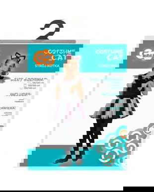 Costum carnaval pisica pentru cu copii bentita si rochie, marime 110 / 120 cm