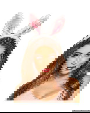 Bentita pentru petrecere model urechi de iepuras alb