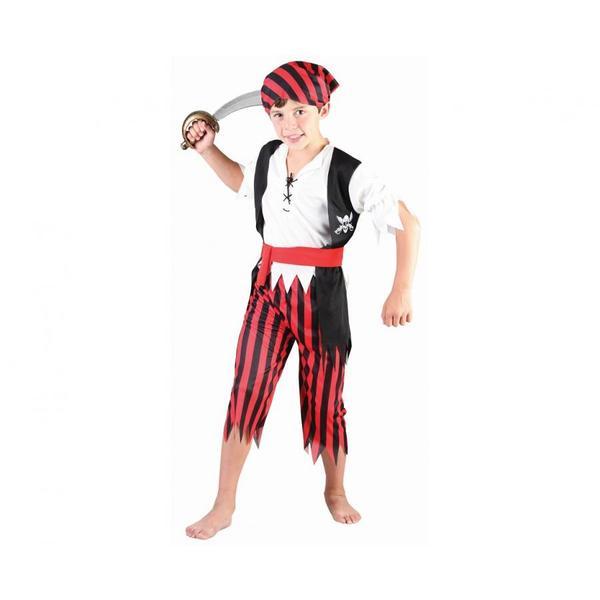 Costum carnaval Pirat pentru copii cu pantaloni, camasa, vesta, curea si bandana marime 110/120 cm ( 5-6 ani)