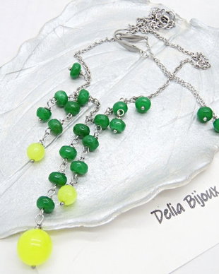 Set de bijuterii handmade unicat agate si jad (cod1403)