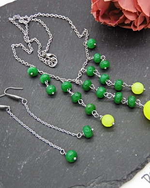 Set de bijuterii handmade unicat agate si jad (cod1403)