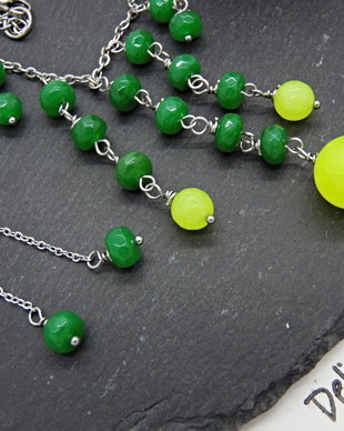 Set de bijuterii handmade unicat agate si jad (cod1403)