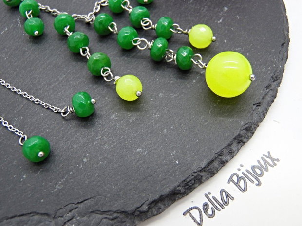 Set de bijuterii handmade unicat agate si jad (cod1403)