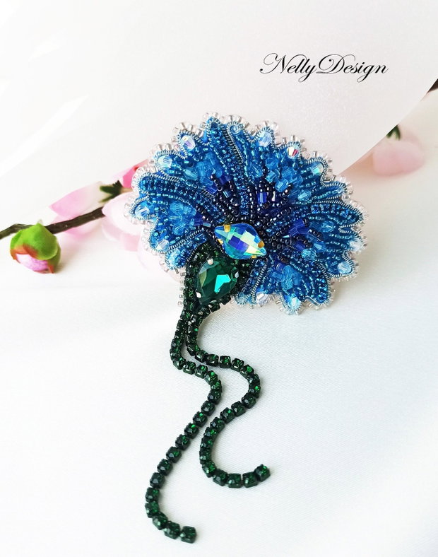 "Albastrea" - Brosa broderie manuala