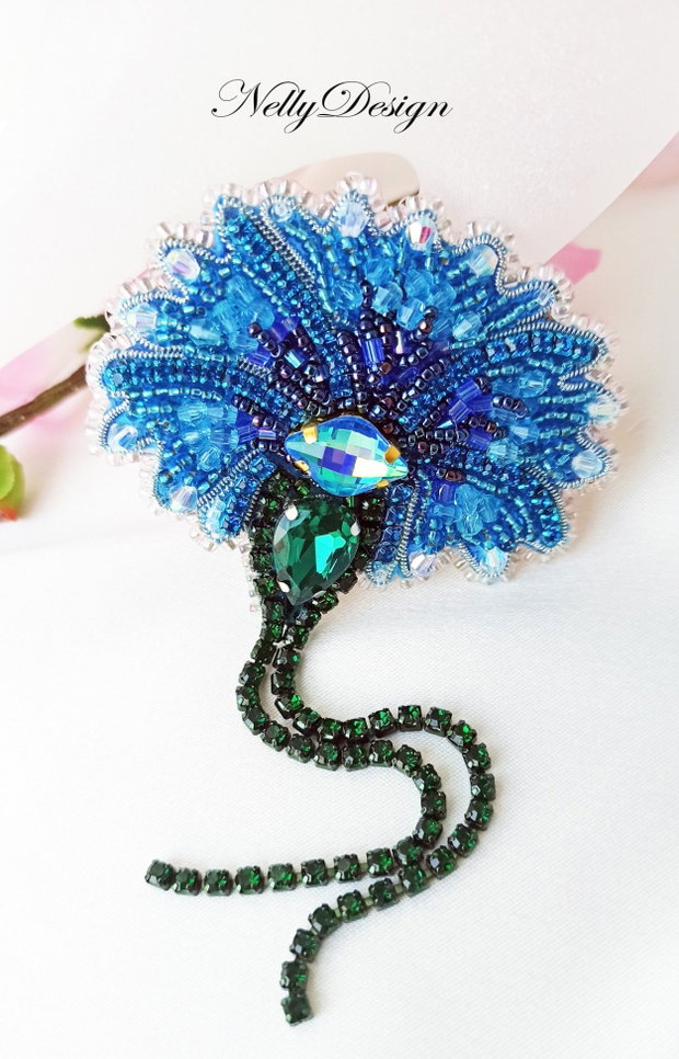 "Albastrea" - Brosa broderie manuala