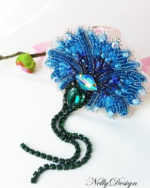 "Albastrea" - Brosa broderie manuala