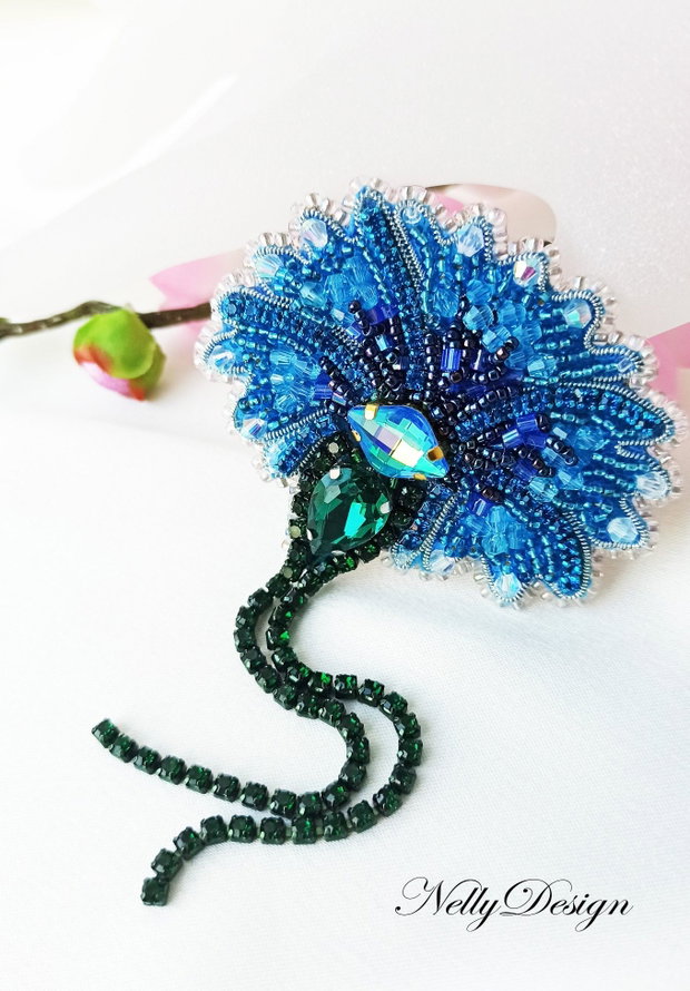 "Albastrea" - Brosa broderie manuala