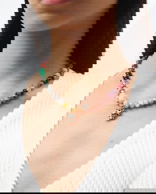 Medicine colier cu pandantiv pentru femei, din piatră naturală aventurin