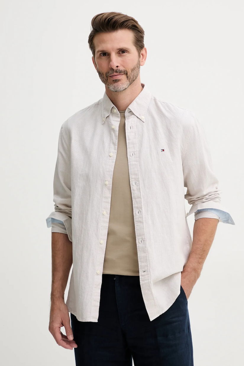 Tommy Hilfiger cămașă din amestec de in