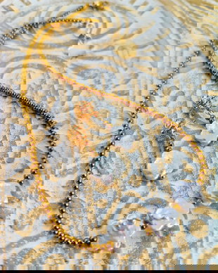 Set Colier și cercei perle flori baroc albe & hematit auriu