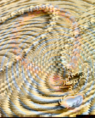 Bratara perle de Mallorca crem & inima sidef