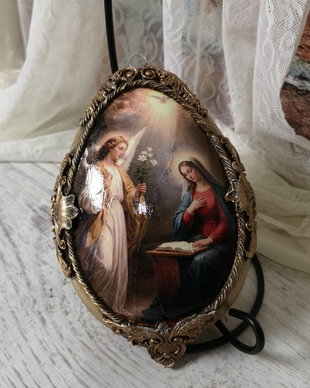 Ou decorat manual, tematica religioasa - cadou pentru Paste