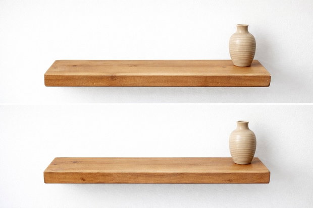 Poliță lemn masiv stejar 60x20x4 cm - raft perete gros - design natural - ATP Wood