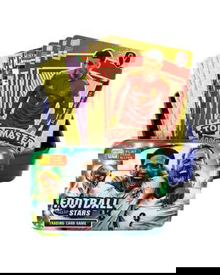 Set 35 Carduri de Colectie Fotbal &ndash; Football Stars &ndash; Trading Card Game, Cutie Metalica Premium