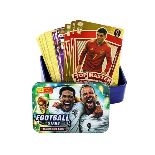 Set 35 Carduri de Colectie Fotbal &ndash; Football Stars &ndash; Trading Card Game, Cutie Metalica Premium